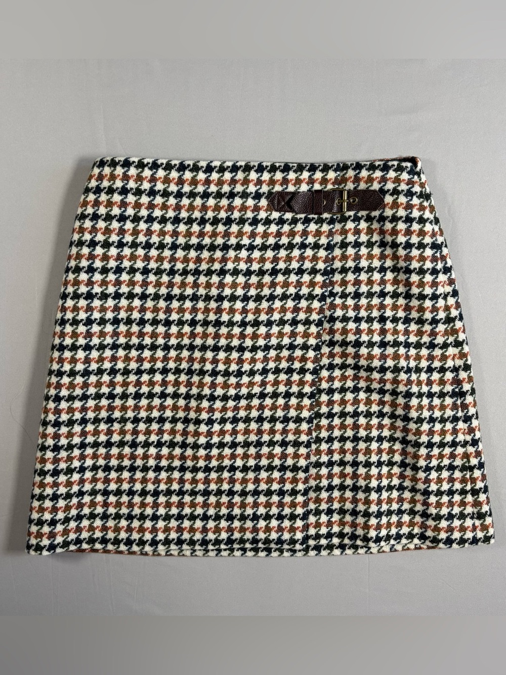 Boden British Tweed Houndstooth Wool Mini Skirt Plaid Size 12R Preppy Old Money